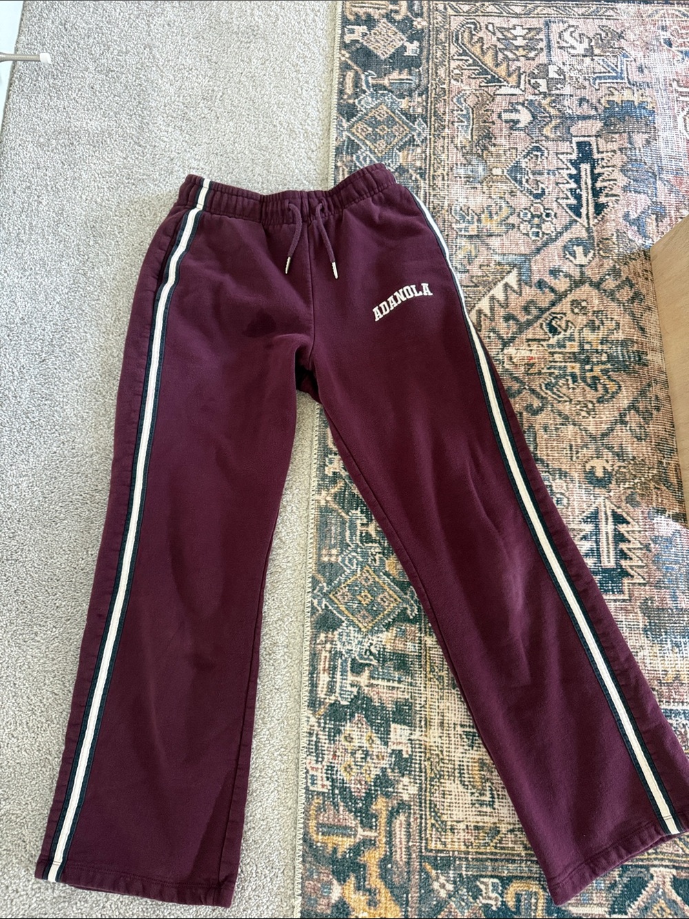 Adanola Burgundy Joggers with Side Stripes